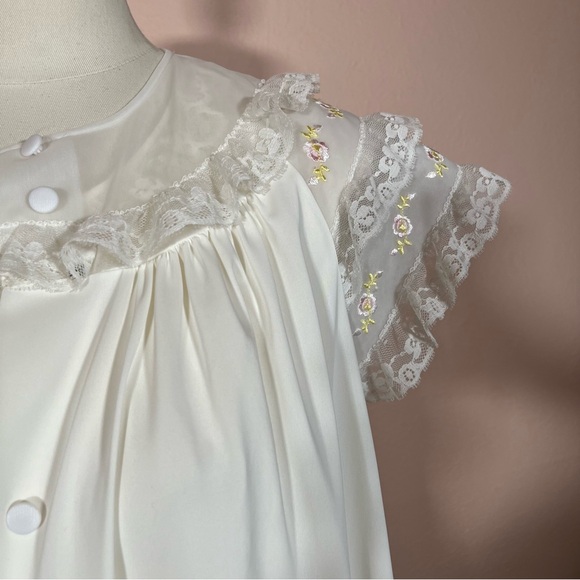 Vintage 1950 Retro Shadowline white Lace Fairycore Peignoir Short Slip Robe Set - Picture 10 of 17